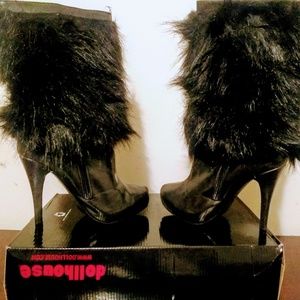 DOLLHOUSE FAUX FUR LEG STILETTO BOOT